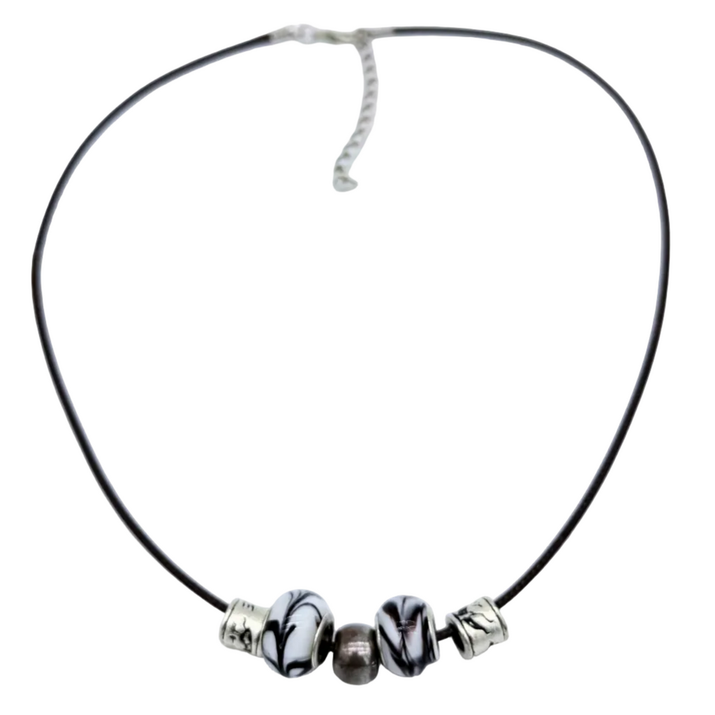 Necklace with beads on a white background
