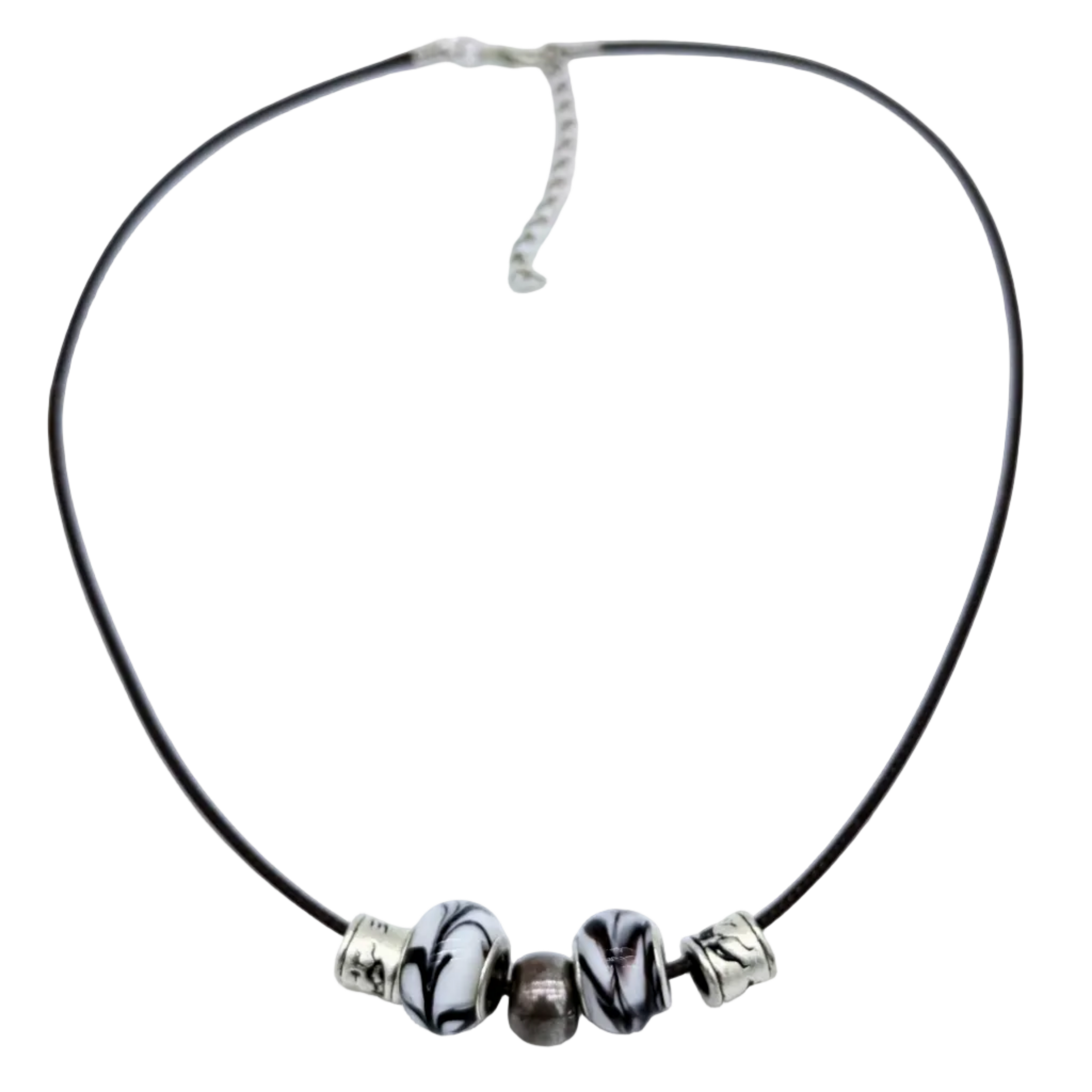 Necklace with beads on a white background
